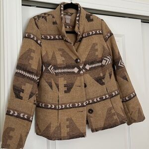 Chico's Tan and Brown Patterned Jacket